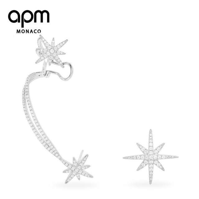 【授权商品】APM MONACO 不对称纯银星星耳钉 AE8426OXJPY带授权招加盟代理