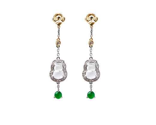 「福禄定制」翡翠葫芦耳坠 商品图0