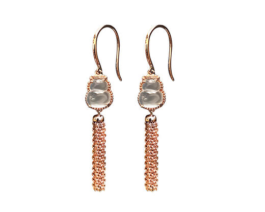 「福摇」翡翠葫芦流苏耳坠【现货】 商品图1