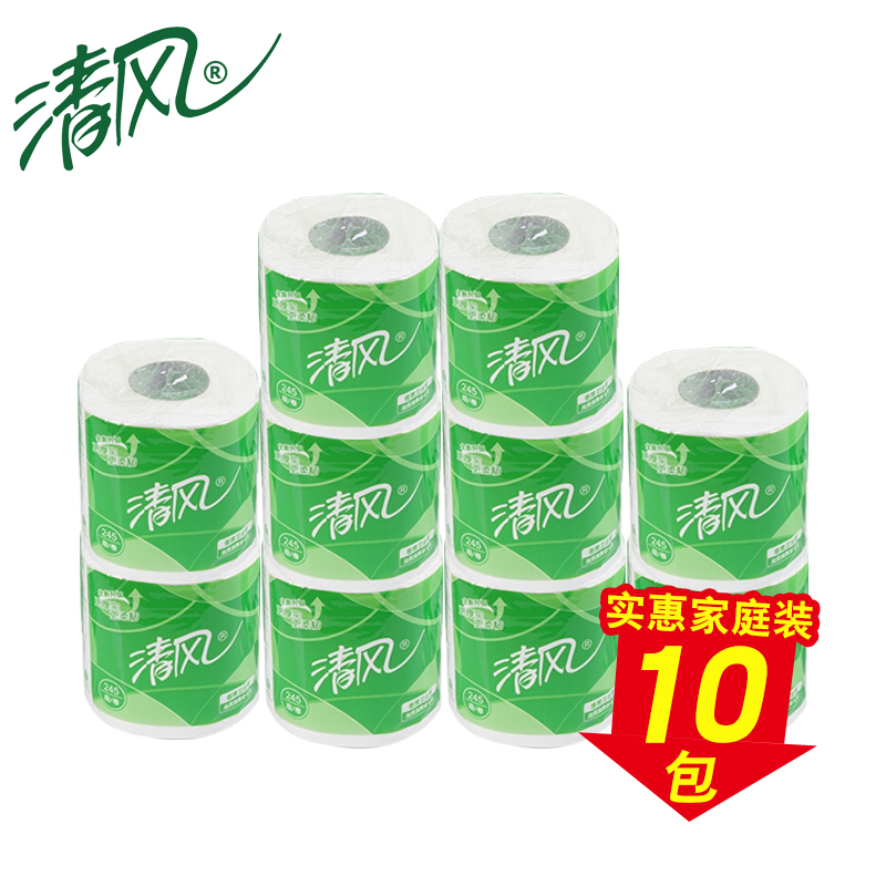 清风卷纸10卷 舒柔3层110g卷筒卫生纸10卷装*1提 B22AA3S