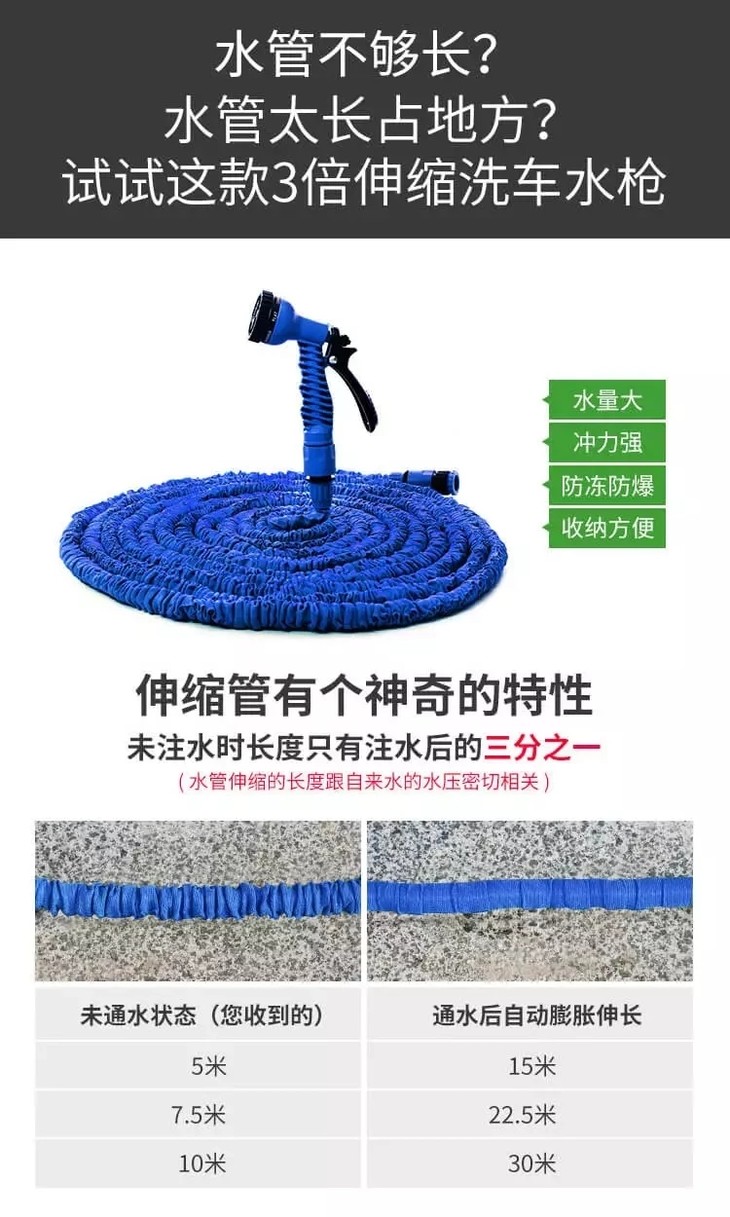 神奇水枪3倍自动伸缩高压水枪