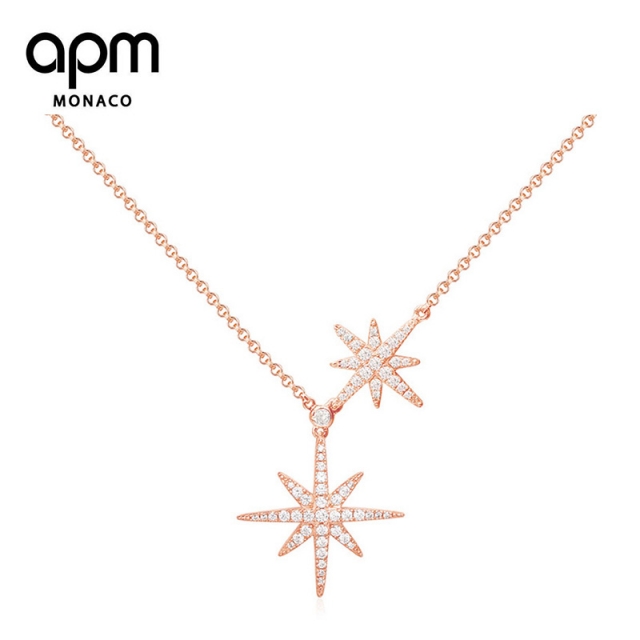 【授权商品】APM MONACO 女士玫瑰金色925银色锆石项链 RC3351OXJPY带授权招加盟代理