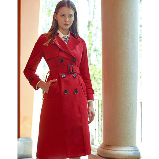 EITIE爱特爱女装秋季气质翻驳领挺括双排扣收腰优雅风衣外套D1904333 商品图2