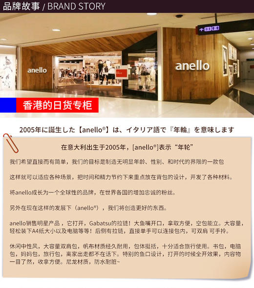 【新品推荐】anello经典款式双肩包B0193A（大号）深蓝色JPY带授权招加盟代理 商品图1