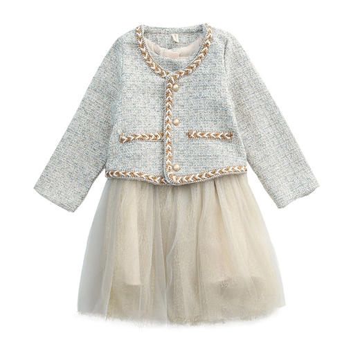 XML-L90930-2秋季新款中大童小香风网红洋气连衣裙外套两件套 商品图4