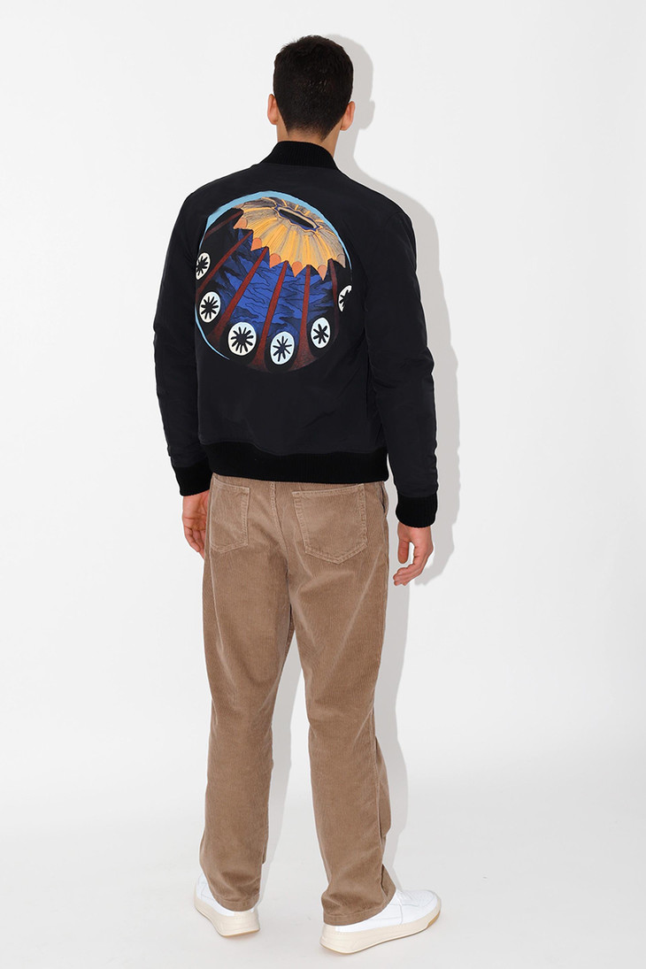 ths1123urchins海胆印花真丝混记忆涤纶进口料反绒牛皮内贴袋3m保暖棉