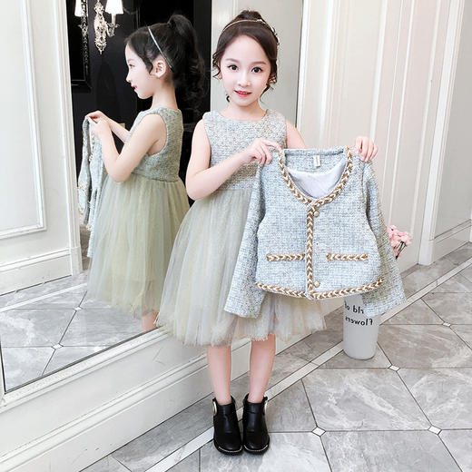 XML-L90930-2秋季新款中大童小香风网红洋气连衣裙外套两件套 商品图3