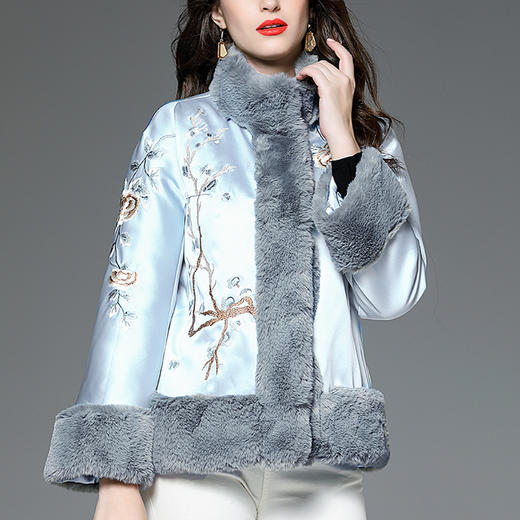 ANM-2019改良旗袍棉袄女2019新款中国风重工刺绣短款年轻款加厚保暖上衣 商品图1