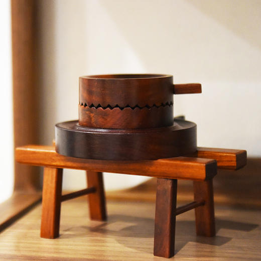天一书局出品 时来运转石磨工艺品 红木手工家居摆件 商品图1