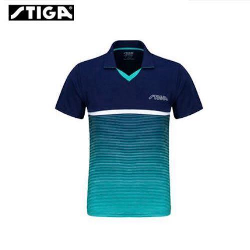 STIGA斯帝卡条纹拼接专业乒乓球运动t恤v领衫比赛服 商品图2