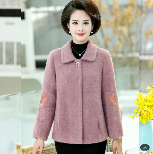 DQ-54174新品妈妈呢子秋冬装洋气水貂绒毛呢外套 商品图2