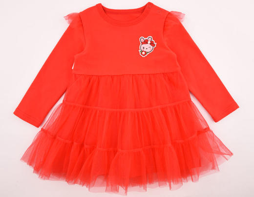棉果果春秋季女童小毛圈网纱连衣裙M122700420071 商品图4
