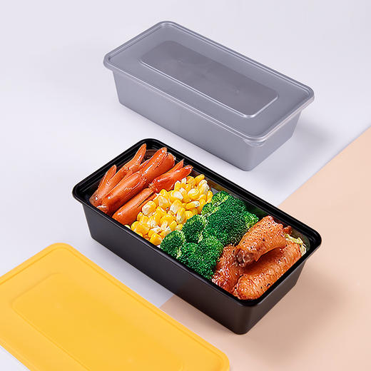 喇叭花银色一次性双层双格三格外卖打包快餐饭盒加厚长方形塑料创意便当沙拉盒200套 商品图2