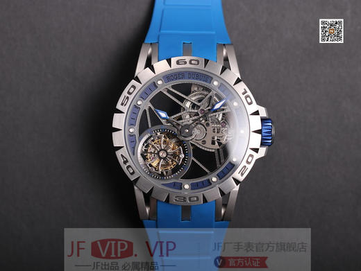 JB罗jie杜彼Excalibur Spidr（王者系列）RDDBEX0479。真陀飞轮手动上链机芯， 同步原装45mm*13mm的钛合金表壳，机芯11点和4点位置没有多余齿轮 商品图0