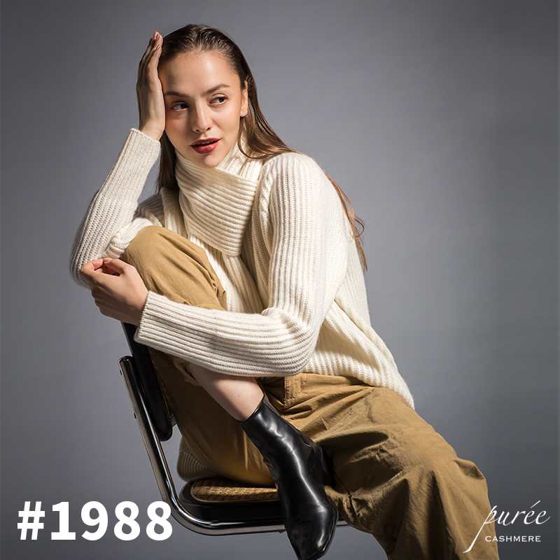 #1988 The Fishermen Set 重磅粗织毛衣套装(毛衣+小围巾) 奶白