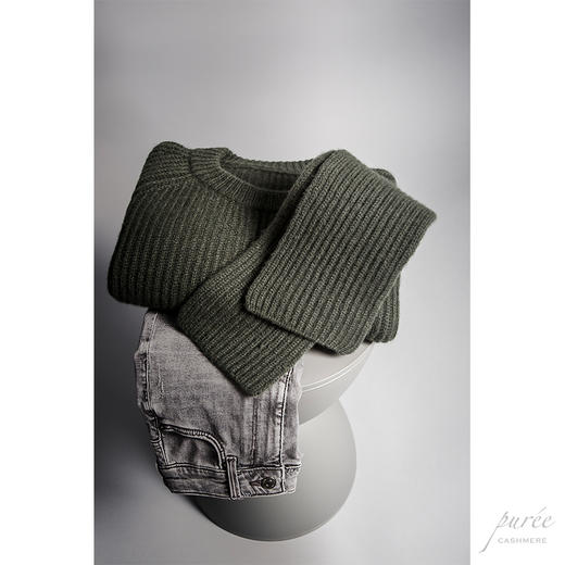 #1988 The Fishermen Set 重磅粗织毛衣套装(毛衣+小围巾) 苍柏绿 商品图8