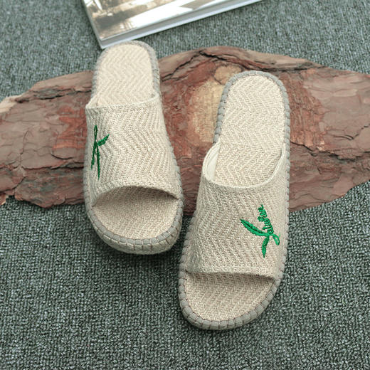 【买麻鞋，雅路人】防脚臭，经典款亚麻绣花手工拖鞋YT001 商品图2