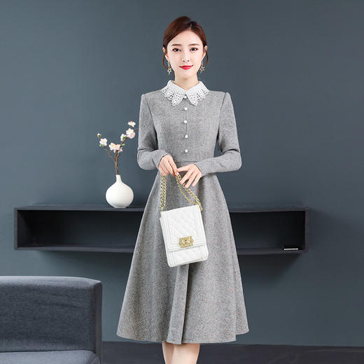 AHM-hml1590冬季中长款羊毛加厚长袖打底裙子 XCX 商品图4