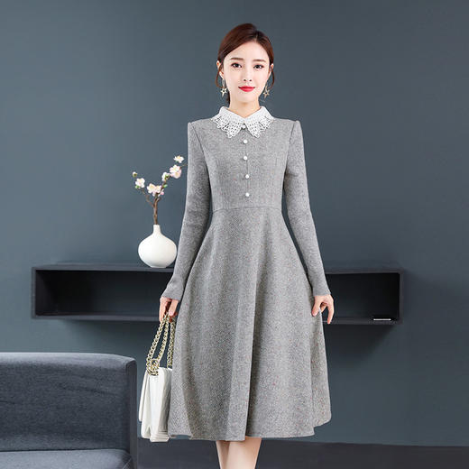 AHM-hml1590冬季中长款羊毛加厚长袖打底裙子 XCX 商品图2