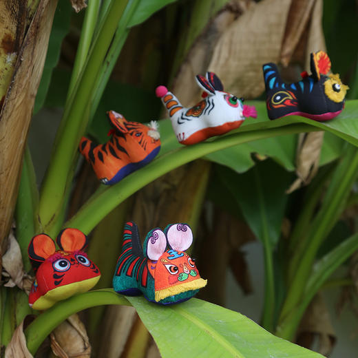 自然造物五虎临门原创特色手工艺布老虎玩偶饰品挂件创意礼盒 商品图4