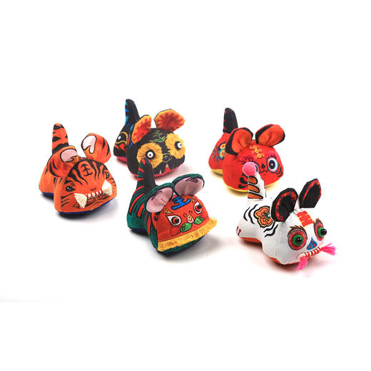 自然造物五虎临门原创特色手工艺布老虎玩偶饰品挂件创意礼盒 商品图7