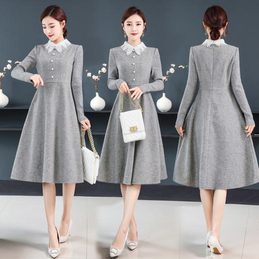 AHM-hml1590冬季中长款羊毛加厚长袖打底裙子 XCX 商品图0