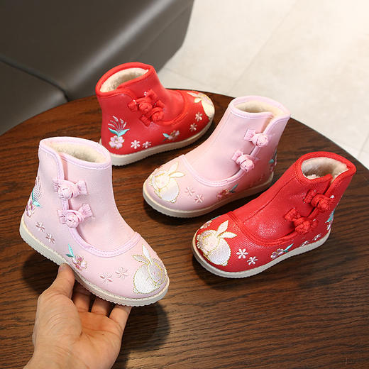 MH-M703秋冬老北京布鞋女童绣花鞋短靴子中国风舞蹈鞋 商品图0