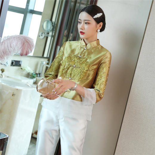 QZ-19275秋季新款中国风刺绣女装长袖上衣 商品图2