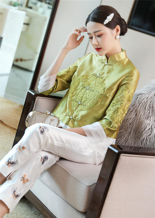 QZ-19275秋季新款中国风刺绣女装长袖上衣 商品图4