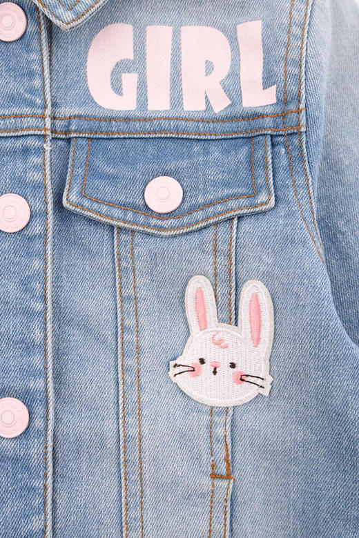 棉果果春秋季女童牛仔外套帽子可拆卸M122100220065 商品图4