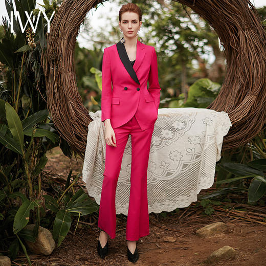 IWY/红色长袖西装微喇长裤套装CP9315 商品图0