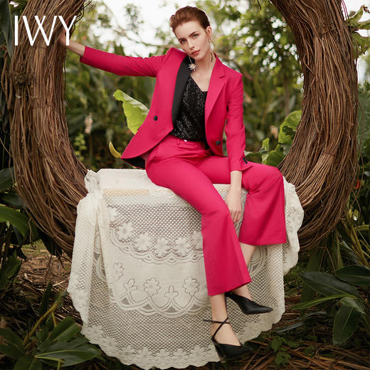 IWY/红色长袖西装微喇长裤套装CP9315 商品图4