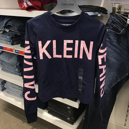 纽约大宝calvinkleinjeansck女士衣袖字母印花纯棉长袖卫衣