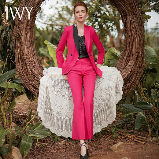 IWY/红色长袖西装微喇长裤套装CP9315 商品图3
