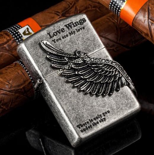 【打火机】防风天使之翼煤油打火机男士个性复古创意黄铜点烟器 商品图1