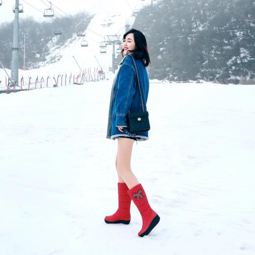 大码雪地靴羽绒布面防水棉鞋，厚底中筒加绒棉靴MJM101B 商品图3