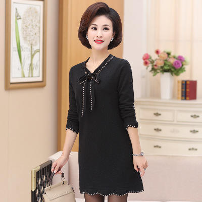 QJ 1006 秋冬中长款羊毛衫连衣裙 商品图1