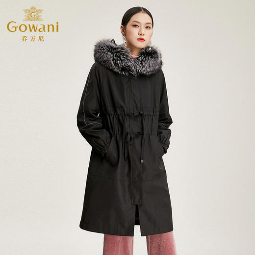 乔万尼派克服女冬款皮草外套狐狸毛领中长款可拆卸EN4N777 商品图1