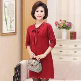 QJ 1006 秋冬中长款羊毛衫连衣裙