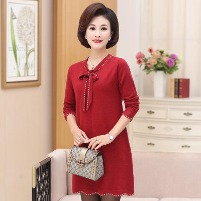 QJ 1006 秋冬中长款羊毛衫连衣裙 商品图0