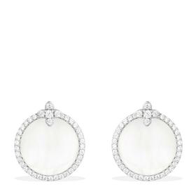 【品牌授权】APM MONACO 女士银色纯银镶晶钻母贝耳环 AE10108XNA