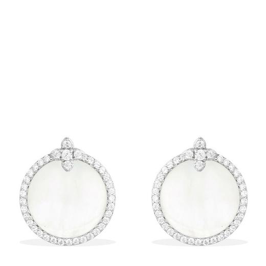 【品牌授权】APM MONACO 女士银色纯银镶晶钻母贝耳环 AE10108XNA 商品图0