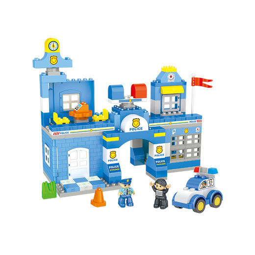 137块匹配乐高积木大颗粒城市警察总局品兴玩具
