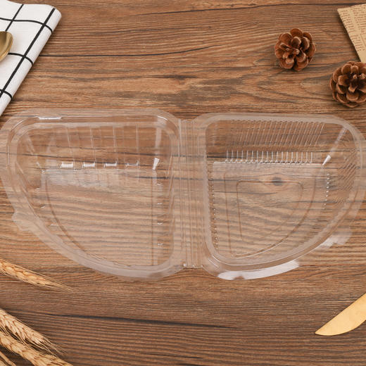 QS-047三角一体吸塑盒50个 切块蛋糕班戟盒 乳酪面包包装盒 塑料透明烘焙西点千层打包盒子 商品图2