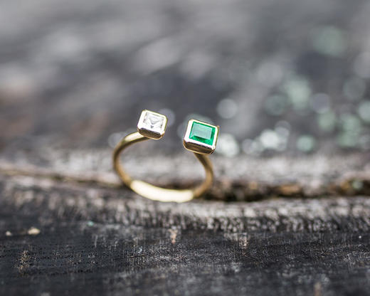 「小而美」祖母绿蓝宝石戒指【定制】 商品图1