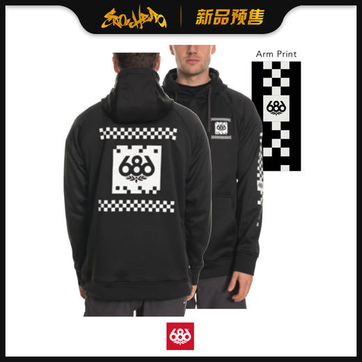 686 1920 Knockout Bonded Fleece Pullover Hoody Black Checkers XL 商品图0