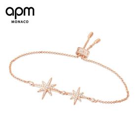 【授权商品】APM MONACO 女士粉金色纯银镶晶钻双流星手链 RB3325O