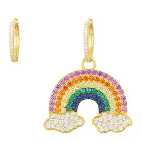 【品牌授权】APM MONACO 不对称金黄色纯银镶晶钻ARC-EN-CIEL彩虹耳环 AE11269MY