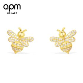 【授权商品】APM MONACO 女士金黄色纯银镶晶钻蜜蜂耳钉 AE10256OXY