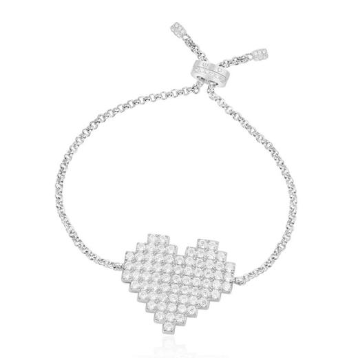 【品牌授权】APM MONACO 纯银镶晶钻小方块心形均码手链 AB3748OX 商品图0